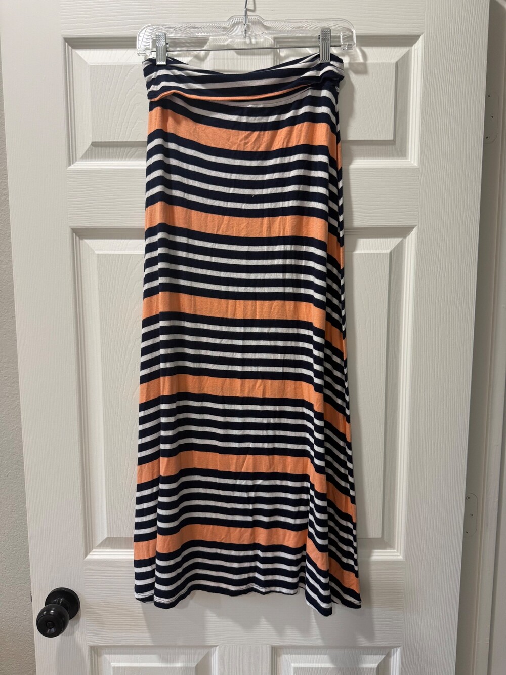 Merona Striped Maxi Skirt M Rayon Spandex